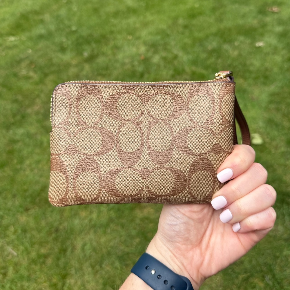 Coach Signature Brown Wristlet - Picture 2 of 13